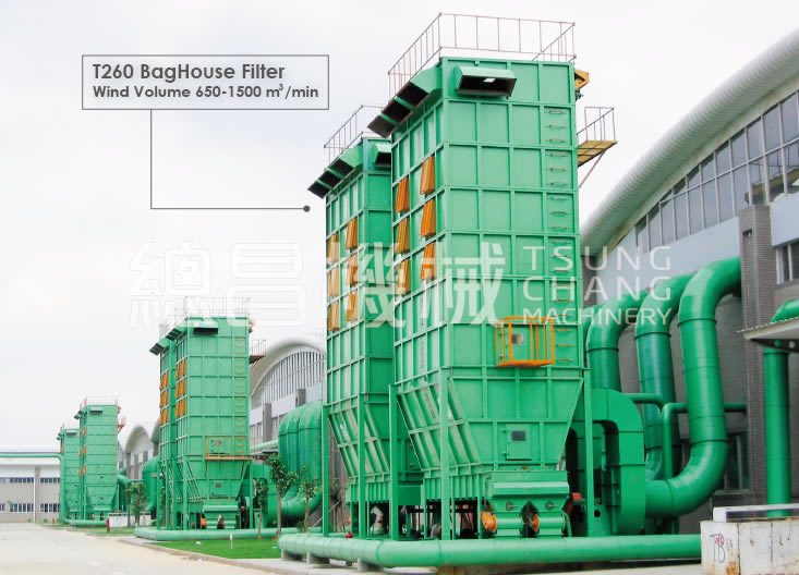 T260 baghouse filter, air volume 650-1500 m3/min
