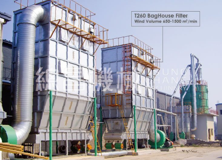 T260 baghouse filter with cyclone separation ductwork