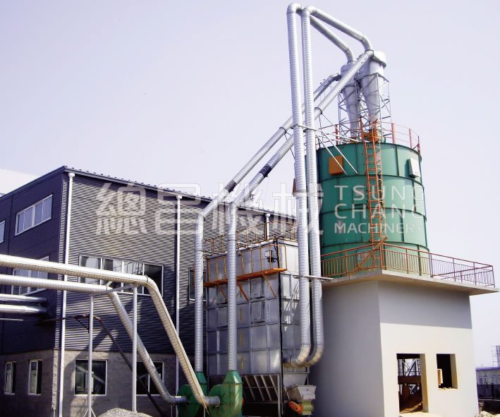 Large TSUNG CHANG storage silo with dust collection ductwork